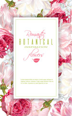 Romantic flowers vertical frame - 155009084