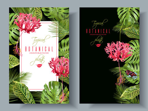 Tropical flower vertical banners