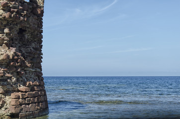 Ruin of tower emerges from sea