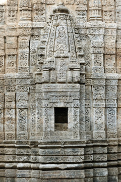 India, Detail on the wall in Fort Kangra near Kangra city. Ruined Lakshmi Narayan tempel.