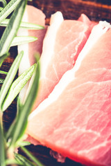 italian speck smoked prosciutto - typical food made of pork meat in Italy