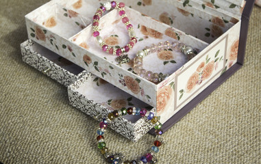 Bracelets in wooden box