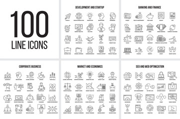 Vector set of thin line icons