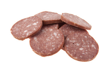 Salami isolated on white background