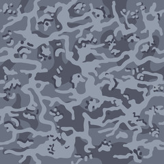 Military or hunting camouflage background. Seamless pattern. Blue, grey  color. Vector illustration. 