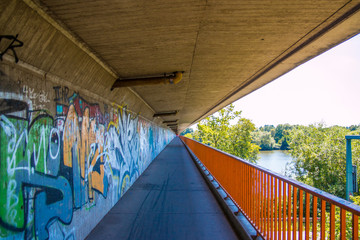 Frankfurt bridge with graffiti