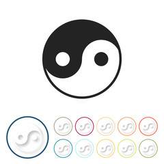Bunte 3D Buttons - Yin Yang Taiji