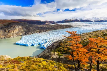 Crédence de cuisine en verre imprimé Cuernos del Paine Parc national Torres del Paine, Chili. Glacier Gris.
