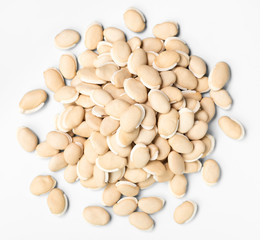dried raw hyacinth beans on white, top view