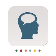 Papier Icon - Kopf mit Sprechblase