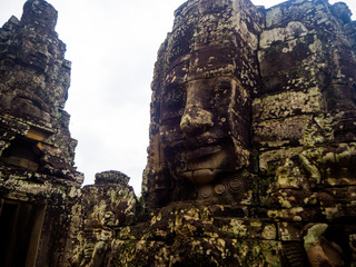 Faces of Bayon temple in Angkor Thom, Siemreap, Cambodia