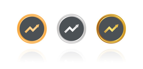 Anstieg - Statistik - Bronze, Silber, Gold Buttons