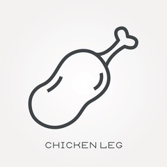 Line icon chicken leg