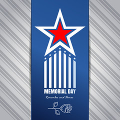 Memorial Day concept design. Poster with inscription - Remember and honor. Federal holiday in the United States. Vector illustration