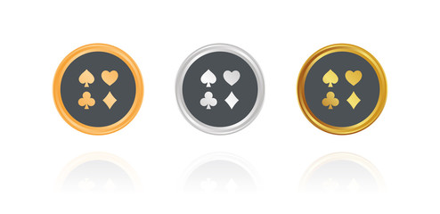 Spielkarten - Bronze, Silber, Gold Buttons