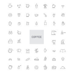 Fototapeta na wymiar coffee line icon set