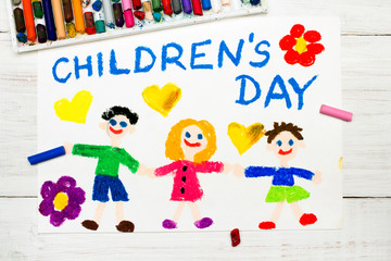 Colorful drawing: Children's day card.