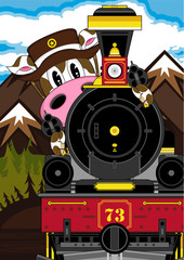 Cow Cowboy and Steam Train