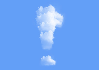 exclamation mark  made of clouds on blue background