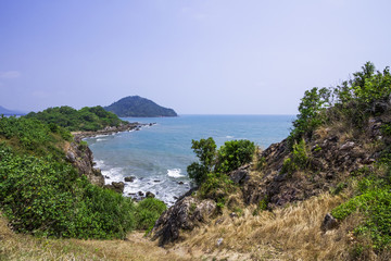 Road beside the sea in sunset ,Nang Phaya View Point (Chalerm Burapa Chollathit Road),Chanthaburi, Thailand