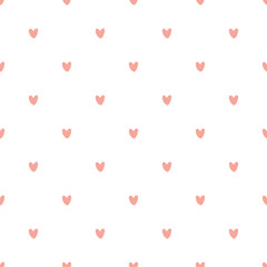 Pink Heart Seamless pattern on white background. Vector illustration for Valentine's Day invitation, banner, poster, card.