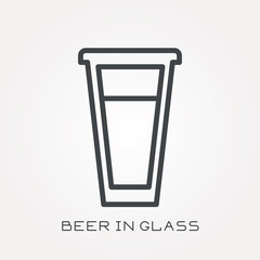 Line icon beer in glass