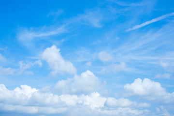 Naklejka na ściany i meble The vast blue sky and clouds sky, Blue sky with clouds with the copy space at the middle of the photo, abstract background