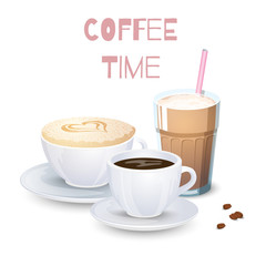 Set of Coffee drinks