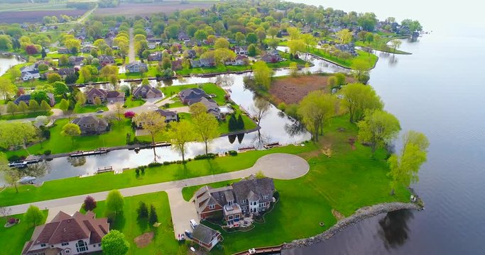 Beautiful neighborhoods with canals in scenic Butte des Morts, Wisconsin
