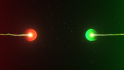 Two particles ready to collide to one another artistic image