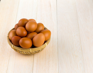 chicken eggs in a basket 