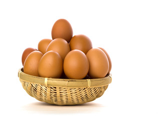 chicken eggs in a basket 