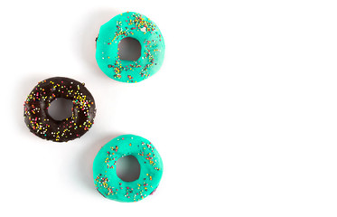 Fresh donuts isolated on white background