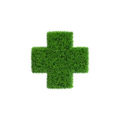 Obraz premium Patch of grass in form of cross. 3D rendering illustration.
