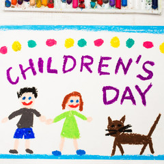 Colorful drawing: Children's day card.
