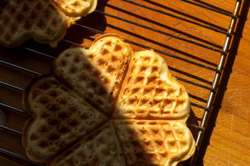 waffles on a wooden background