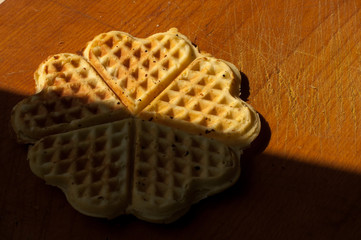 waffles on a wooden background