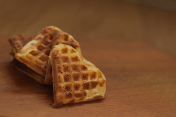 waffles on a wooden background
