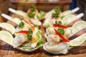 Steamed Fish in Lemon Sauce in cocktail style
