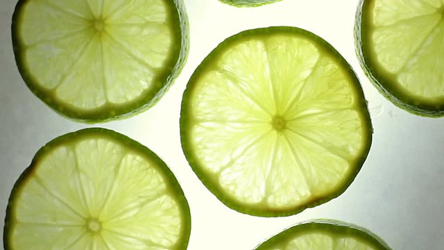 Lime slices rotating