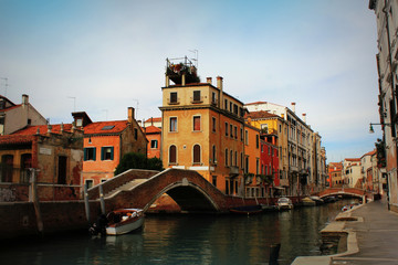 View of Fondamenta Briati bridge in Venice, Italy