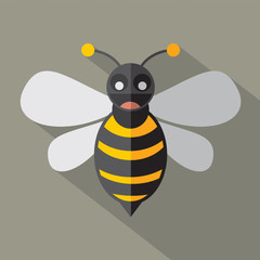 Modern Flat Design Bee Icon Vector Illustration