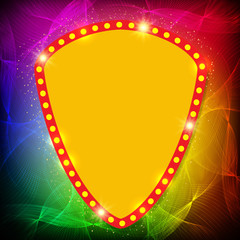 Shining waves background with retro casino light banner