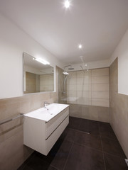 Fototapeta na wymiar Modern brown bathroom
