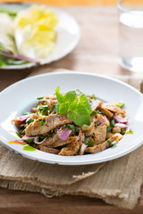 hot and spicy sliced pork salad,thai food