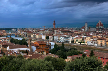 Fototapeta na wymiar Classic panorama of Florence in twilight