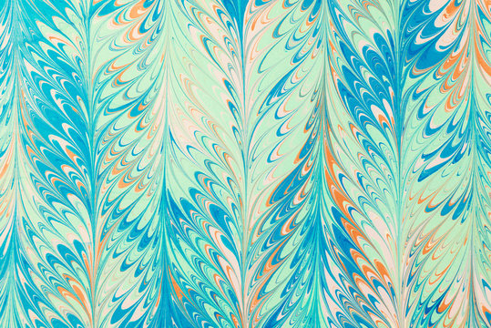 Acrylic Color Marbling Art Pattern On Paper Background..