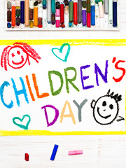 Colorful drawing: Children's day card.