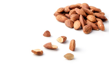 Almonds on White background