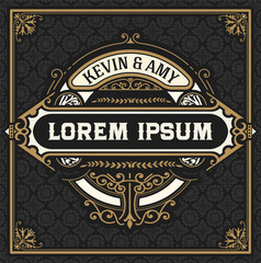 Vintage logo, with floral frame background